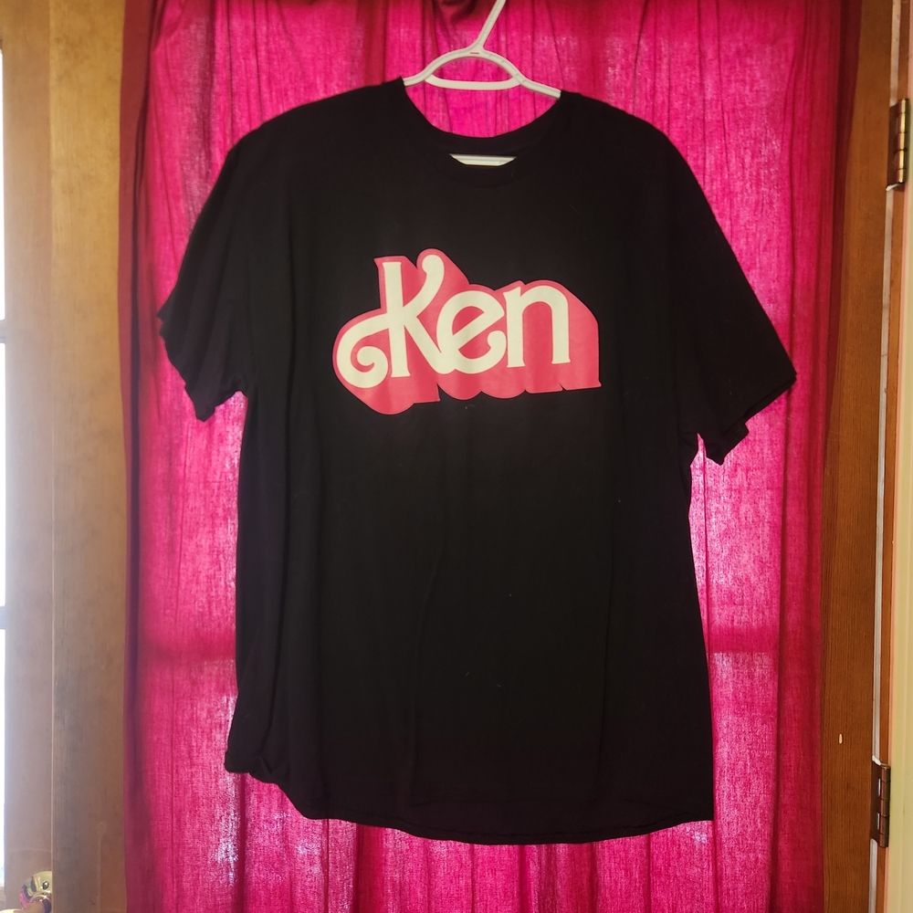 Barbie Ken Logo Black Tee with Pink Graphic -  Short Sleeve Shirt